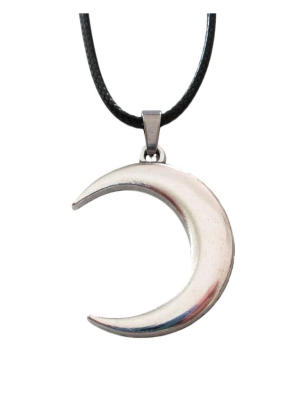 New Crescent Moon Pendant Necklace With Black Cord - Unisex Jewelry